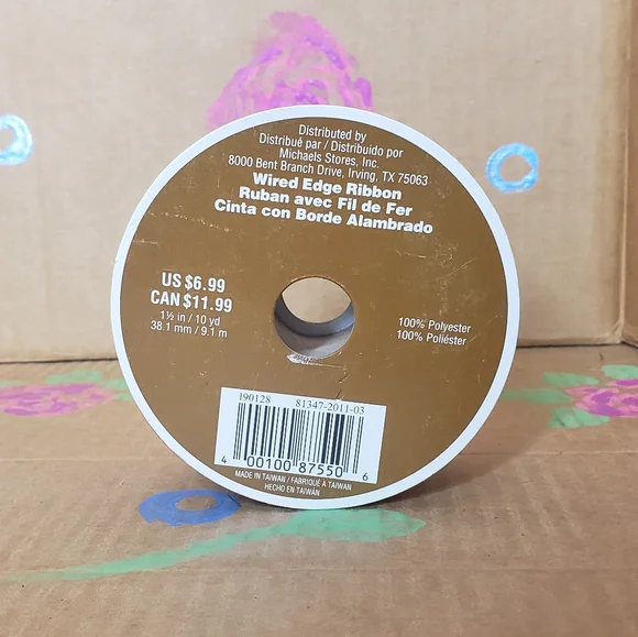 CELEBRATE IT - GOLD GLITTER LEOPARD WIRED EDGE RIBBON 1.5 INCH WIDE 10 YARDS - Picture 4 of 6